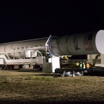 Orbital Sciences Corp. completed roll-out of the first fully-integrated Antares rocket to the Mid-Atlantic Regional Spaceport Pad-0A at NASA's Wallops Flight Facility on Saturday, April 6. Orbital has confirmed an April 17 target launch date for the rocket test flight with a planned liftoff of 5 p.m. EDT. Orbital is testing the Antares rocket under NASA's Commercial Orbital Transportation Services (COTS) program. NASA initiatives like COTS are helping develop a robust U.S. commercial space transportation industry with the goal of achieving safe, reliable and cost-effective transportation to and from the space station and low-Earth orbit. For more information on the launch, Wallops, and NASA initiatives like COTS, see www.nasa.gov/centers/wallops/missions/antares.html Credit: NASA/Wallops/Brea Reeves