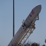 Orbital Sciences Corp. completed roll-out of the first fully-integrated Antares rocket to the Mid-Atlantic Regional Spaceport Pad-0A at NASA's Wallops Flight Facility on Saturday, April 6. Orbital has confirmed an April 17 target launch date for the rocket test flight with a planned liftoff of 5 p.m. EDT. Orbital is testing the Antares rocket under NASA's Commercial Orbital Transportation Services (COTS) program. NASA initiatives like COTS are helping develop a robust U.S. commercial space transportation industry with the goal of achieving safe, reliable and cost-effective transportation to and from the space station and low-Earth orbit. For more information on the launch, Wallops, and NASA initiatives like COTS, see www.nasa.gov/centers/wallops/missions/antares.html Credit: NASA/Wallops/Brea Reeves