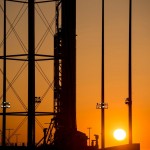 Orbital Sciences Antares rocket is scheduled for a 5p.m. launch today from Wallops. Window runs until 7 p.m. Countdown began this morning at 9. Weather forecast looks good. 80% probability of acceptable weather for launch. NASA/Bill Ingalls