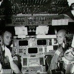 STS-3 crewman Lousma and Fullerton in SMS, joined by Mrs. Fullerton