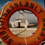 View of the booster recover ship UTC Freedom approaching its berth