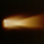 Night firing of orbiter Columbia's thrusters