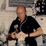 Pilot Fullerton prepares meal on middeck
