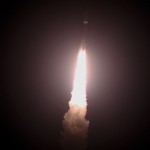 An Atlas V rocket thunders into the night-time sky carrying the AEHF-3 satellite for the U.S. Air Force. Photo Credit: Matthew Travis / Zero-G News