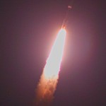 An Atlas V rocket thunders into the night-time sky carrying the AEHF-3 satellite for the U.S. Air Force. Photo Credit: Matthew Travis / Zero-G News