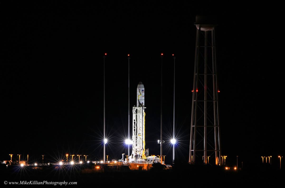 Antares_Orb-1_Mike_Killian Antares on the launch pad for the Cygnus Orb-1 launch from Wallops. Photo Credit: Mike Killian
