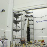 NASA showed off their newest communication satellite, TDRS-L, to the media yesterday at Astrotech's spacecraft processing facility.TDRS-L is scheduled for launch on January 23 onboard a United Launch Alliance Atlas V rocket. Photo Credit: Matthew Travis / Zero-G News