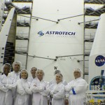 NASA showed off their newest communication satellite, TDRS-L, to the media yesterday at Astrotech's spacecraft processing facility.TDRS-L is scheduled for launch on January 23 onboard a United Launch Alliance Atlas V rocket. Photo Credit: Matthew Travis / Zero-G News