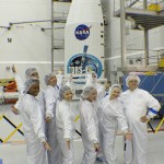 NASA showed off their newest communication satellite, TDRS-L, to the media yesterday at Astrotech's spacecraft processing facility.TDRS-L is scheduled for launch on January 23 onboard a United Launch Alliance Atlas V rocket. Photo Credit: Matthew Travis / Zero-G News