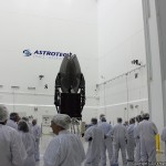 NASA showed off their newest communication satellite, TDRS-L, to the media yesterday at Astrotech's spacecraft processing facility.TDRS-L is scheduled for launch on January 23 onboard a United Launch Alliance Atlas V rocket. Photo Credit: Matthew Travis / Zero-G News