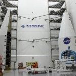 NASA showed off their newest communication satellite, TDRS-L, to the media yesterday at Astrotech's spacecraft processing facility.TDRS-L is scheduled for launch on January 23 onboard a United Launch Alliance Atlas V rocket. Photo Credit: Matthew Travis / Zero-G News