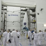 NASA showed off their newest communication satellite, TDRS-L, to the media yesterday at Astrotech's spacecraft processing facility.TDRS-L is scheduled for launch on January 23 onboard a United Launch Alliance Atlas V rocket. Photo Credit: Matthew Travis / Zero-G News