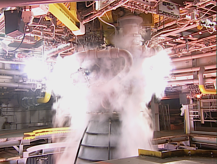 A close-up view from the test stand. Image Credit: NASA